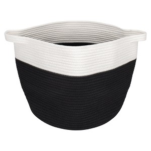 Nat & Jules Two Tone Cream and Black 12 inch Woven Fabric Storage Basket - 1 of 1