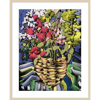 33" x 41" Deco Flowers by Frances Treanor Wood Framed Wall Art Print - Amanti Art
