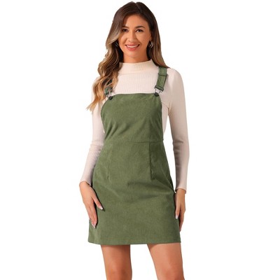 INSPIRE CHIC Women's Adjustable Strap Pinafore Bib Corduroy Overalls Floral Dress