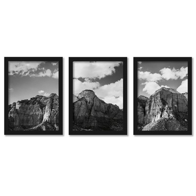 (set Of 3) Zion Canyon By Laura Marshall Framed Triptych Wall Art Set ...