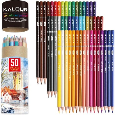 Premium Colored Pencils,Set of 50 Colors,Artists Soft Core with Vibrant Color,Ideal for Layering Blending Shading