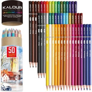 Premium Colored Pencils,Set of 50 Colors,Artists Soft Core with Vibrant Color,Ideal for Layering Blending Shading - 1 of 4