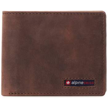 Alpine Swiss Mens RFID Safe Wallet Bifold Passcase Cowhide Leather Billfold Comes in Gift Box