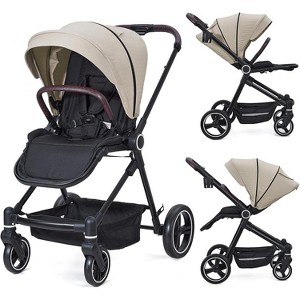 GustoWave Foldable Baby Stroller,High Landscape Pushchair for Newborn, Toddler,with Reversible Backrest, Storage Basket, Adjustable Footrest & Canopy - 1 of 4