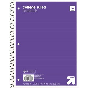 College Ruled 1 Subject Flexible Paperboard Cover Spiral Notebook - up&up™ - 1 of 1