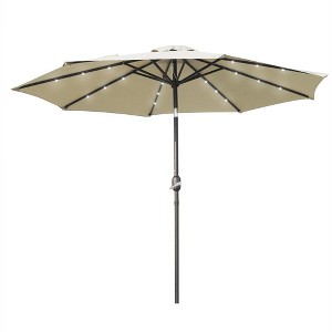 LeisureMod Sierra 9FT Outdoor Patio Market Umbrella with Tilt and Solar LED Lights, UV-Resistant Canopy for Backyard or Poolside - 1 of 4