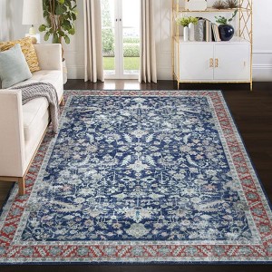 Coolmee Area Rugs Machine Washable Carpet Vintage Floral Low Pile Non Shedding Soft Area Rugs for Living Room Bedroom - 1 of 4