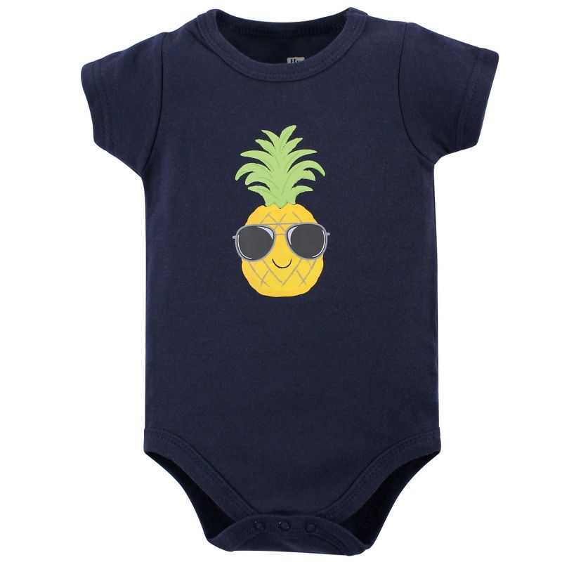 Hudson Baby Infant Boy Cotton Bodysuit, Shorts and Shoe 3pc Set, Pineapple, 4 of 6