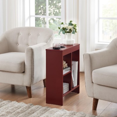 Kings Brand Furniture Side End Table w/Drink Holders, Storage Shelves, Magazine Rack, Slim Nightstand