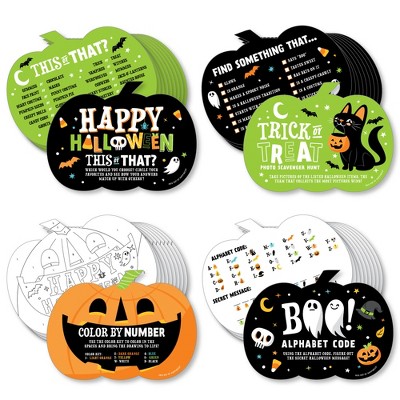 Big Dot of Happiness Jack-O'-Lantern Halloween - 4 Kids Halloween Party Games - 10 Cards Each - Gamerific Bundle