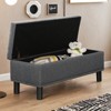 TIRAMISUBEST Storage Ottoman Bench with Wood Legs - Button-Tufted Upholstered Bedroom Seat with High-Density Foam, Linen Dark Grey - 2 of 4