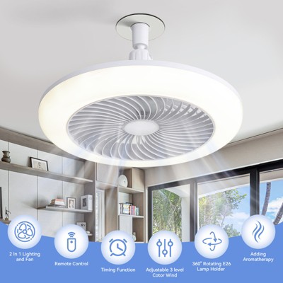 Multi-Directional Light Socket Fan with Remote 11" Screw-in Ceiling Fan in Light Socket E26 Dimmable Fanlight for Enhanced and Adjustable Comforts