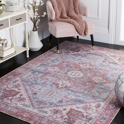 Tucson 6' Square Grey Blue and Rust Synthetic Area Rug