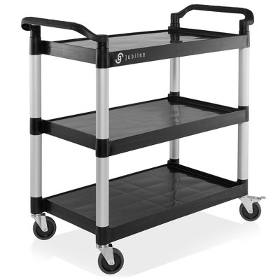 Costway 3-tier Metal Utility Cart 400 Lbs Storage Service Trolley Tool  Storage Gray : Target