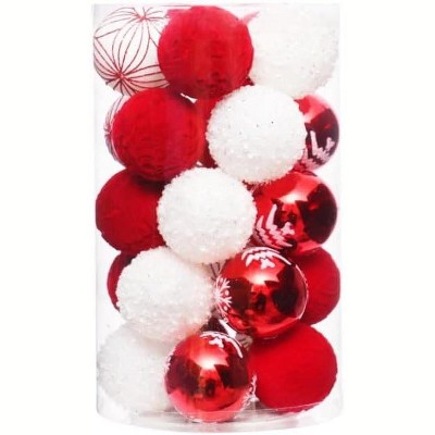 25pcs Christmas Balls Bulk Tree Filler Ornaments,Holiday Decor Essential for Gift Wrapping