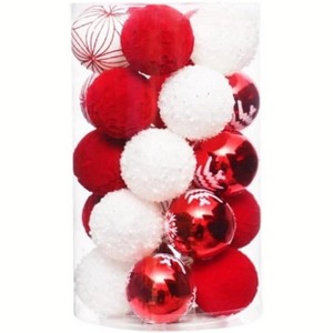 25pcs Christmas Balls Bulk Tree Filler Ornaments,Holiday Decor Essential for Gift Wrapping - 1 of 3