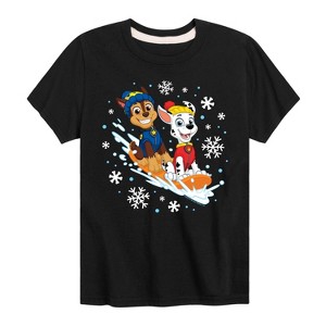 Boys' - Paw Patrol - Chase and Marshall Sledding Short Sleeve Graphic T-Shirt - 1 of 4