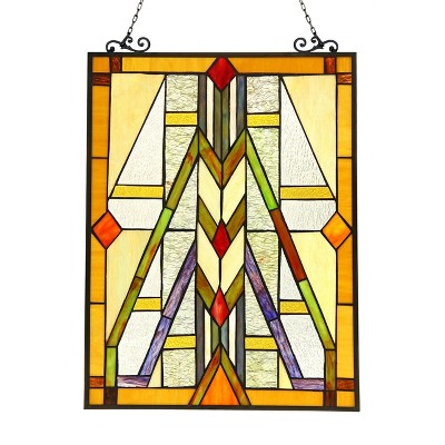 Chloe Lighting Menahem Tiffany-Glass Window Panel 17.5x25
