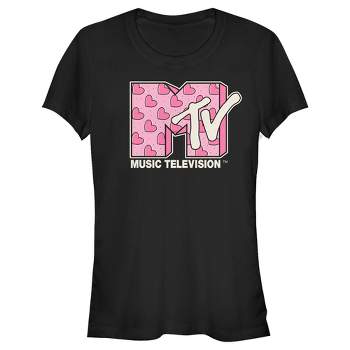 Juniors Womens MTV Valentine's Day Pink Heart Logo T-Shirt