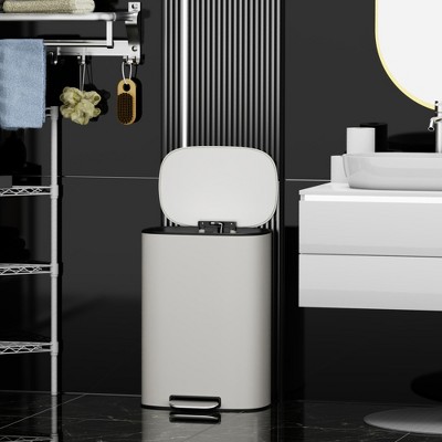 RISOKEYS 13 Gallon Trash Can Metal Foot Pedal Stainless Steel Kitchen Trash Can with Lid, Large Garbage Can for Office, Living Room, Bathroom