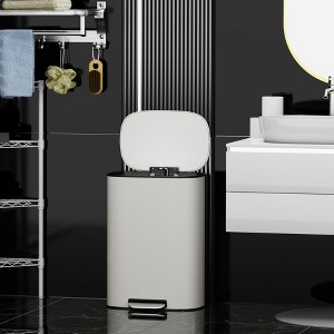 RISOKEYS 13 Gallon Trash Can Metal Foot Pedal Stainless Steel Kitchen Trash Can with Lid, Large Garbage Can for Office, Living Room, Bathroom - 1 of 4