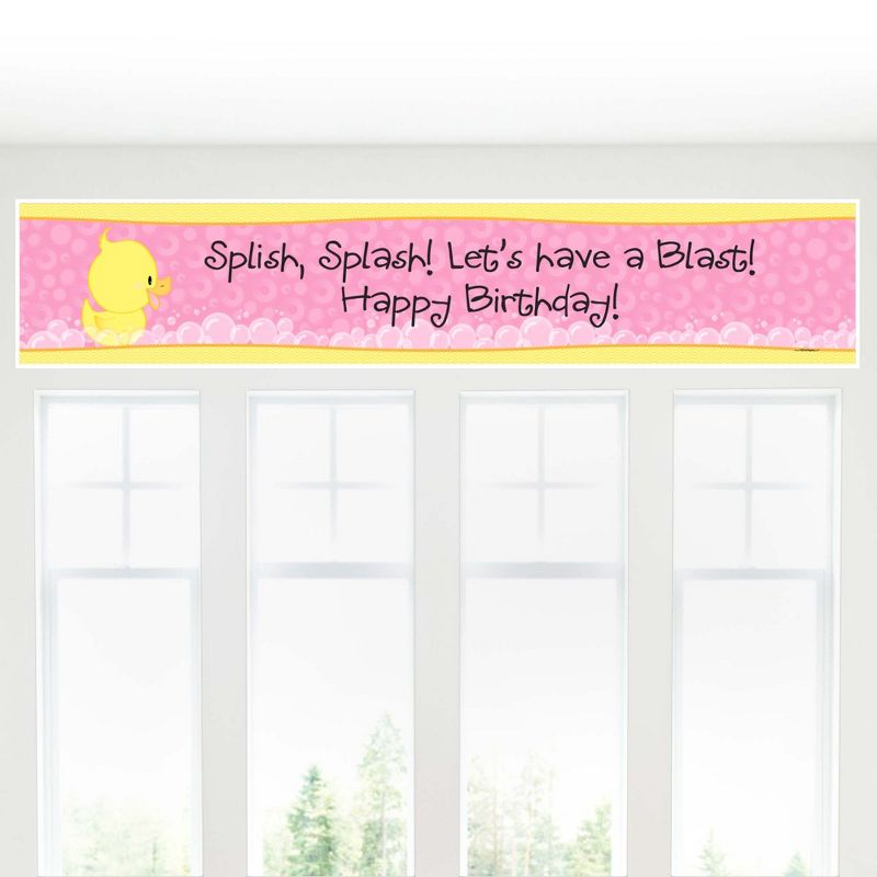 Big Dot of Happiness Pink Ducky Duck - Girl Happy Birthday Decorations Party Banner, 5 of 8
