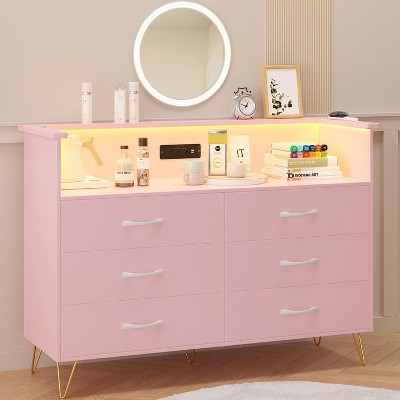 Whizmax 6 Drawer Dresser for Bedroom, 6 Drawers Dressers with 2-Tier Open Shelves, Modern Chest of Double Wide Drawers for Living Room, Entryway