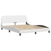 vidaXL White Faux Leather Double Bed Frame with Headboard - 59.8"x79.9" - Modern Waved Side Design, Sturdy Legs, Plywood Slats - 2 of 4