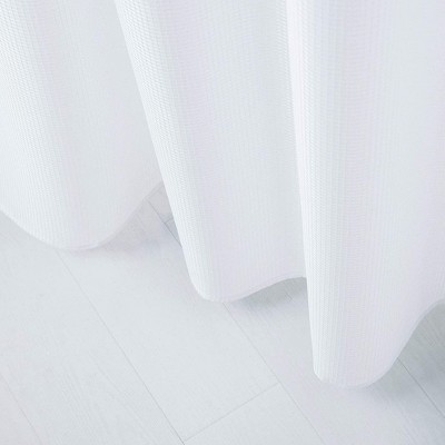 White Waffle Weave Fabric Shower Curtain with Detachable Liner