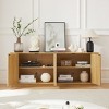 Mid-Century Modern Sideboard Storage Cabinet with 4 Doors, Curved Edges and Push-to-Open Design for Entryway or Living Room-Tanpinhause - 2 of 4