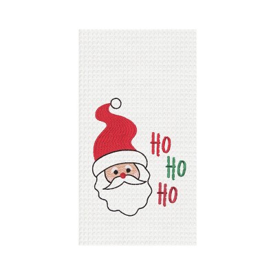 C&F Home Ho Ho Ho Santa Embroidered Waffle Weave Kitchen Towel