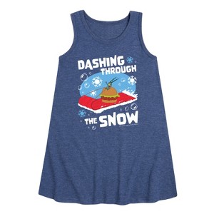 - SpongeBob SquarePants - Dashing Through The Snow Graphic Sleeveless Aline Dress - 1 of 4