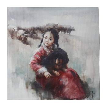 20"x20" Tibetan Mastiff on Little Girl's Lap Wall Art - A&B Home