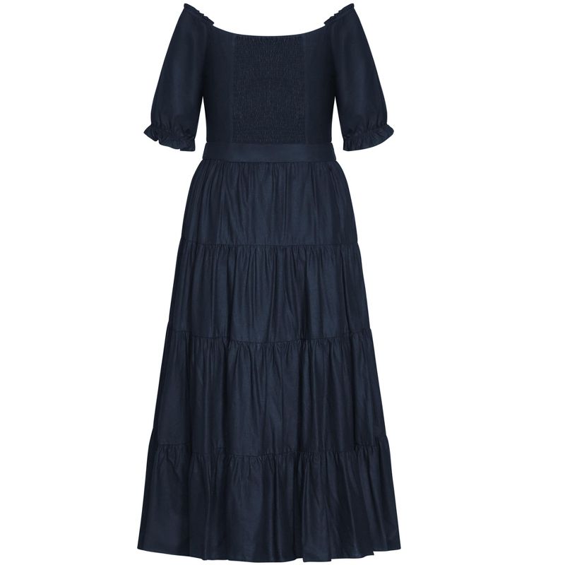Women's Plus Size Puff Sleeve Maxi Dress - navy | CITY CHIC, 5 of 6