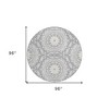 Silver Ivory And Gray Floral Medallion Washable Indoor Outdoor Area Rug - 3 of 4