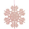 Northlight Snowflake Shaped Cut-Out Wooden Christmas Ornaments - 4.75" - Pink - Set of 4 - 3 of 4