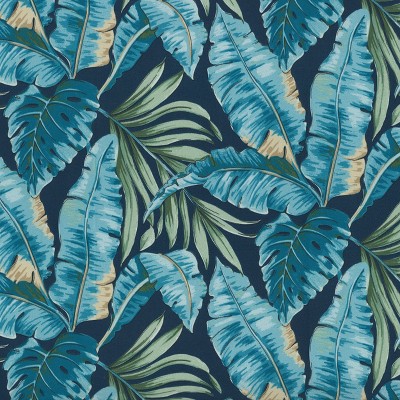 Set of 2 Midnight Blue Botanical Lumbar Throw Pillows