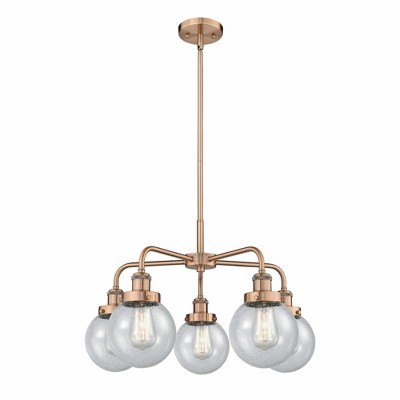 Beacon - 5 Light Stem Hung Chandelier In Art Deco Style-15.13 Inches Tall and 24 Inches Wide