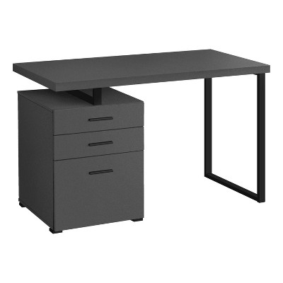 Monarch Specialties Computer Desk Home Office Laptop Left Right Set-Up Storage Drawers 48InchL Work Metal Laminate Grey Black Contemporary Modern