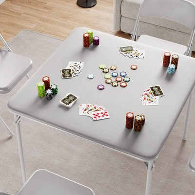 Folding Table, 33.6 Inch Folding Card Table, Portable Square Folding Table with PU Soft Cushion,  Metal Foldable Table Suitable