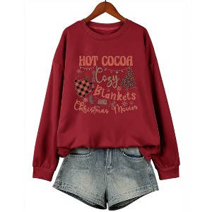 Plus Size Sweatshirts Funny Sayings Holiday Shirts Crew Neck Long Sleeve Plus Size Christmas Pullover Sweatshirts Slogan Plus Size Sweatshirts - 1 of 4