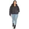 Plus Size Full Front Zip Hooded Bomber Puffer Coat  - White Mark - image 4 of 4