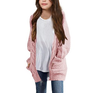 Cardigan for Girls Open Front Sweater Long Sleeve Loose Fit Sweater Jacket - 1 of 4