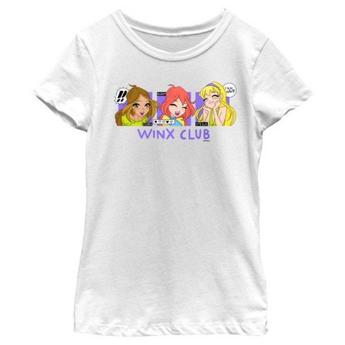 Girl's Winx Club Flora Bloom Stella Boxes T-shirt - White - Small : Target