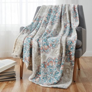 50"x70" Oversized Tranquility Medallion Plush Throw Blanket - VCNY Home: Cozy for Couch, Year Round Comfort - 1 of 4