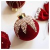 12PCS 3.15 Inch Shatterproof Christmas Ornaments - Velvet Flocked Painted Plastic Balls - 4 of 4