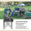 Arrowhead Outdoor Portable Folding Double Duo Camping Chair Loveseat Couch w/ 2 Cup & Wine Glass Holder, Supports up to 500lbs (Granite Grey) - 3 of 4
