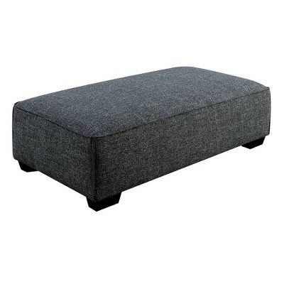 57" Ottoman with Fabric Padded Seat and Welt Trim Details Gray - Benzara