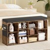 WhizMax Brown Shoe Bench Cubby Organizer with 10 Cubbies, Foam Pad Seating Cushion, 3-Tier Adjustable Shelf for Hallway Bedroom Living Room Dorm - 3 of 4