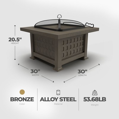 Four Seasons Courtyard 30" Bronze Slate Top Wood Burning Fire Pit Table